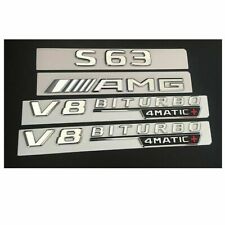 Chrome S63 Amg V8 Biturbo 4matic Trunk Fender Badges Emblems For Mercedes Benz