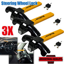 3pcs Universal Auto Car Suv Truck Anti-theft Security Rotary Steering Wheel Lock