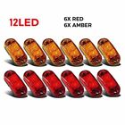 12pcs Marker Lights 2.5 Led Truck Trailer Oval Clearance Side Light Amber Red