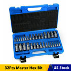 32pcs Hex Key Master Allen Wrench Sae Metric Socket Set 14 38 12 Drive