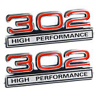 302 5.0l Engine High Performance Engine Emblems In Red Chrome - 4 Long Pair