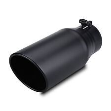 3.5 Inlet 5 Outlet 12 Long Bolt On Diesel Exhaust Tip Black Stainless Steel