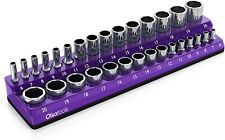 Olsa Tools Magnetic Socket Holder 38-inch Drive Holds 30 Sockets Metric Purple