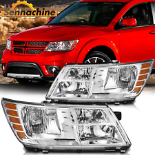 For 2009-2020 Dodge Journey Headlights Assembly Chrome Clear Headlamps Pair