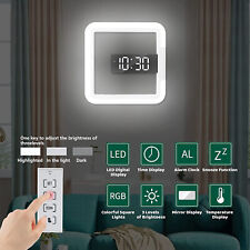 Led Digital Table 3d Wall Clock Large Display Rgb Alarm Clock Brightness Dimmer