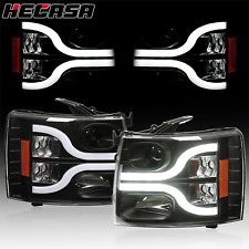 Black Fits 2007-2013 Chevy Silverado 1500 2500hd 3500hd Led Projector Headlights
