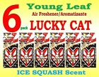 6 Packs Lucky Cat Young Leaf Air Fresheneraromatizante Ice Squash Scent