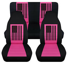 Seat Covers Fits Jeep Wrangler 1987-2006 American Flag Pink Seat Covers