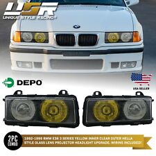 French Yellowclear Glass Lens Depo Euro Hella Projector Headlights For Bmw E36