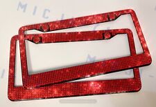X2 Red Light Siam Crystals License Plate Frame Holder Made With Bling Crystals