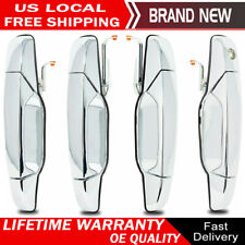 Set Of 4 Chrome Outer Outside Exterior Door Handles For 07-13 Chevy Pickup Truck