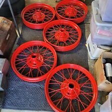 1926 1927 Model T Ford 21 Wire Spoke Wheels Rims Set Of 5 Powder Coated Red Oem