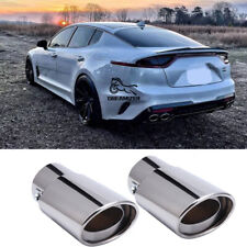2x Silver Stainless Steel Rear Exhaust Pipe Tail Muffler Tip For Kia Stinger Gt