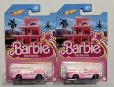 Set Of 2 2023 Barbie The Movie Hot Wheels 1956 Corvette Diecast Cars Pink
