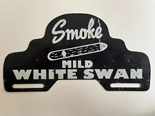 1930s Smoke Mild White Swan Cigar Graphic Metal Tobacco Ad License Plate Topper