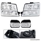 Chrome Clear Headlightsfog Lights Fit For 2003-2007 Chevy Silveradoavalanche