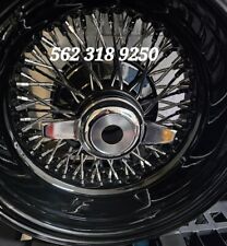 13x7 Reverse Wire 72 Cross Spoke Wheels Black Dish Hubs Complete Set Of 4