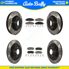 Front Rear Coated Drilled Slot Disc Brake Rotor Ceramic Pad Kit For Ford Mustang