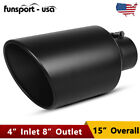 Diesel Exhaust Tip 4 Inlet 8 Outlet 15 Long Stainless Steel Rolled Edge Pipe