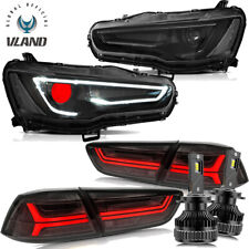 Vland For 2008-17 Lancer Evo X Black Headlightsrear Tail Lampsled Bulbs Kits