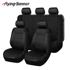5 Seats Universal Car Seat Covers Leopard Gray Black Fit Arm Rest Cup Holders