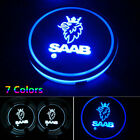 2pcs For Saab Led Car Cup Holder Pad Mat Interior Automobiles Atmosphere Lights