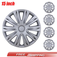 Set Of 4 15 Inch Silver Wheel Covers Snap On Full Hub Caps R15 Tire Steel Rim