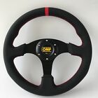 330mm Leather Flat Racing Steering Wheel Red Stitch Fit For Omp Hub Momo Hub Nd