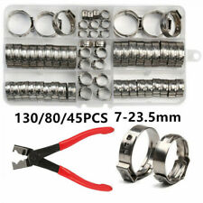 13080pcs Hose Clamp Assorted Stainless Steel Ear Cinch Rings Crimp Pinch Set