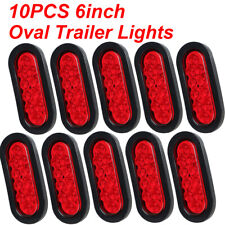 10 Red 6 Oval Trailer Lights 10 Led Stop Turn Tail Truck Sealed Grommet Plug
