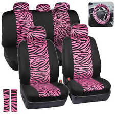 Hot Pinkblack Zebra Animal Print Full Seat Cover Set Fits Car Truck Van- 12 Pc