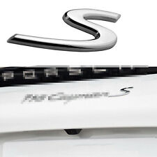 Silver S Logo Emblem Rear Badge Fit For Porsche Cayman 911 Carrera Boxster Macan