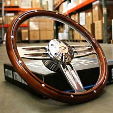 14 Polished Wood Steering Wheel Chevy Bowtie Horn 6 Hole For C10 Camaro