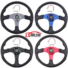 14350mm Deep Dish 6 Bolt Racing Steering Wheel W Horn Button Pu Leather