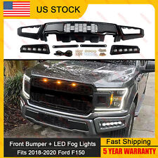 New Steel Front Bumper Assembly Wled Drl Raptor Style For 2018-2020 Ford F150