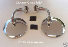 1 Convex And 1 Standard New Pair 4 Inch Peep Mirrors Ss Chevy Ford Hot Rod