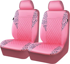 Leather Leopard Two Front Seat Cover Universal Quilting Car Seat Cover Cute Wome