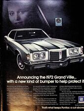 1972 Gm Pontiac Grand Ville Automobile 1970s Print Ad New Car Bumper Protection