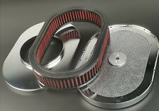 12 Super Flow Oval Air Cleaner Set With Washable Red Element Chrome Top