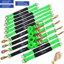 12 Pack Axle Car Trailer Hauler Ratchet Tie Downs With Snap Hook For Trailers