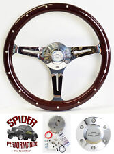 1969-1989 Chevrolet Steering Wheel Bowtie 14 Dark Mahogany Wood