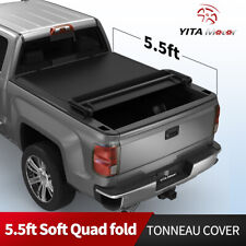 5.5 Ft Tonneau Cover Soft Quad-fold Truck Bed For 2004-2015 Nissan Titan W Lamp