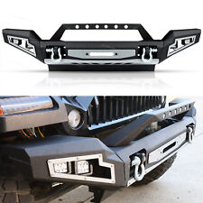 Front Bumper W Winch Plate Led Light D-rings Fit For 2007-2018 Jeep Wrangler Jk