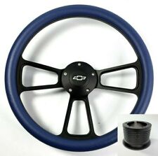 14 Black Steering Wheel Royal Blue Wrap Chevy Horn Button Adapter A17