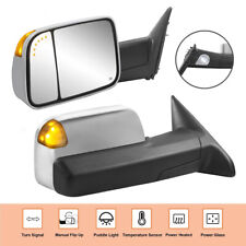 Chrome Power Heated Tow Mirrors W Turn Signal For 09-18 Dodge Ram 1500 One Pair