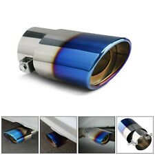 Car Exhaust Pipe Tip Rear Tail Throat Muffler Stainless Steel Round Silver Blue