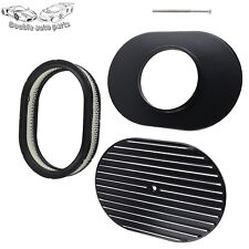 Black Aluminum 12 Oval Full Finned Air Cleaner Assembly For Classic Chevy Ford