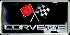 Chevrolet Corvette Flags Embossed Metal License Plate
