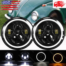 7inch Black Led Headlights Upgrade Hilow Beam Round Fit For Vw Beetle Classic
