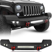 Front Bumper For 07-2023 Jeep Wrangler Jk Jl Jku Jlu Unlimited W 5 Led Lights